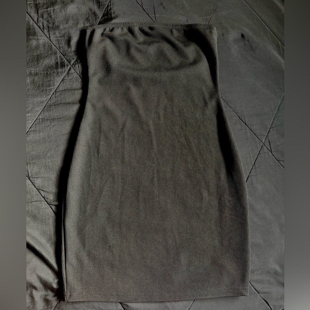 Black Ribbed Women's Mini Dress